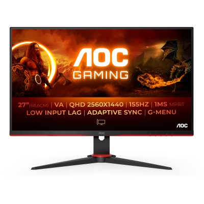 AOC Gaming Q27G2E/BK 27'/ QHD/ 1ms/ 144Hz/ VA/ Negro y Rojo