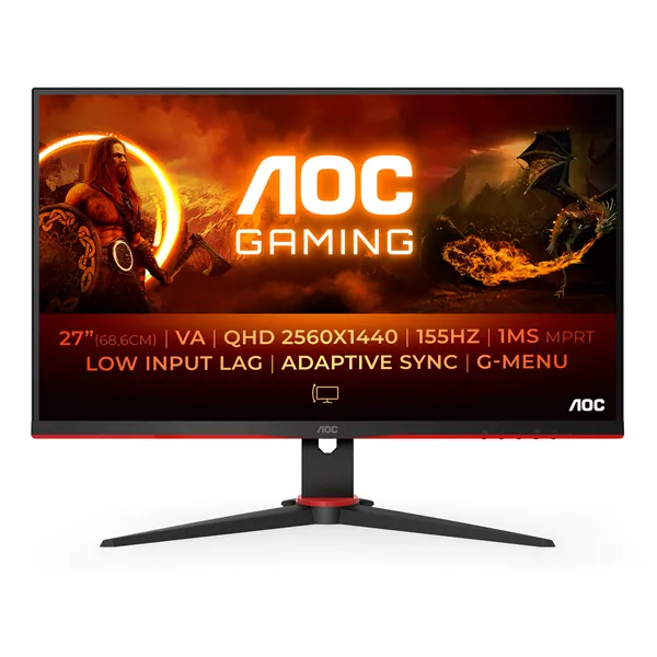 AOC Gaming Q27G2E/BK 27'/ QHD/ 1ms/ 144Hz/ VA/ Negro y Rojo