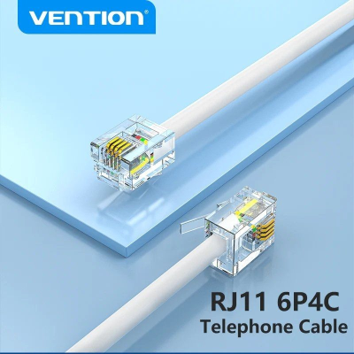 Cable de Teléfono RJ11 6P4C Vention IQBWL/ 10m/ Blanco