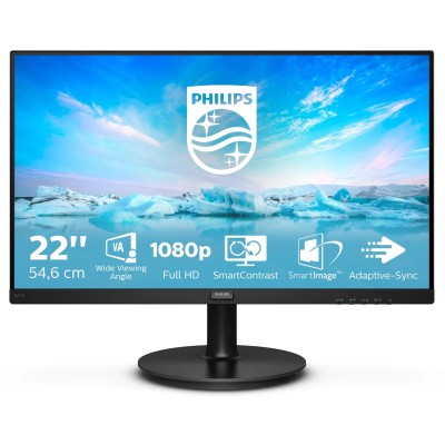 Monitor Philips V-Line 221V8 21.5'/ Full HD/ Negro