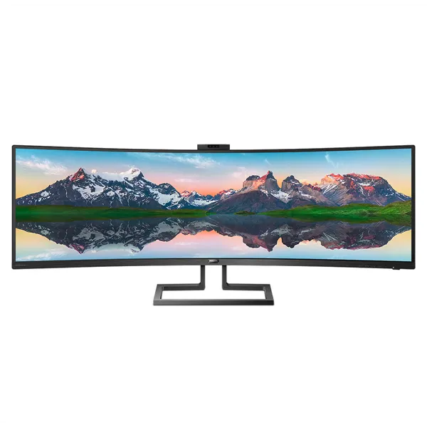 Monitor Profesional Ultrapanorámico Curvo Philips 499P9H 48.8'/ Dual QHD/ Webcam/ Multimedia/ Regulable en altura/ Negro