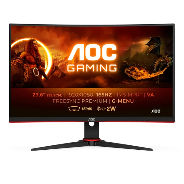 AOC Gaming C24G2AE 23.6'/ Full HD/ 1ms/ 165Hz/ VA/ Multimedia/ Negro