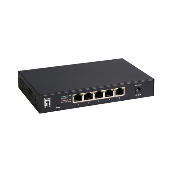 Switch No Gestionable Level One Geu-0525 5p  2.5gbe Carcasa Metal No Rack