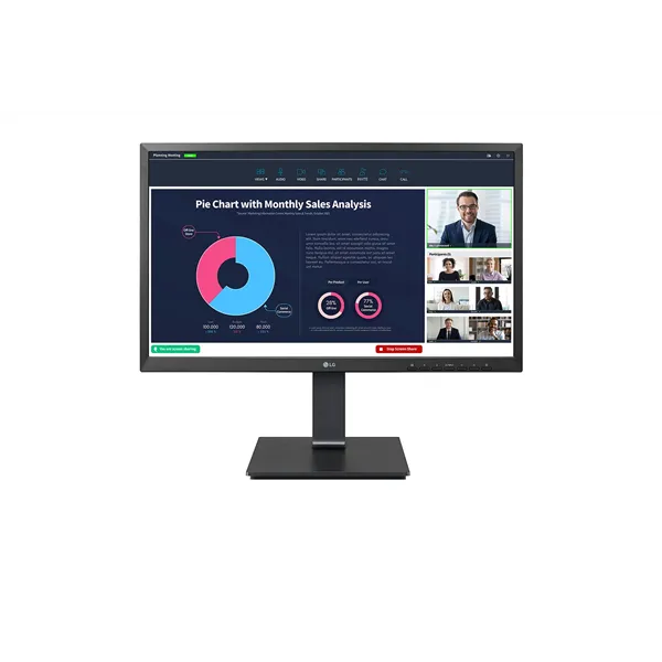 Monitor Profesional LG 24BP75CP-B 23.8'/ Full HD/ Webcam/ Multimedia/ Regulable en altura/ Negro