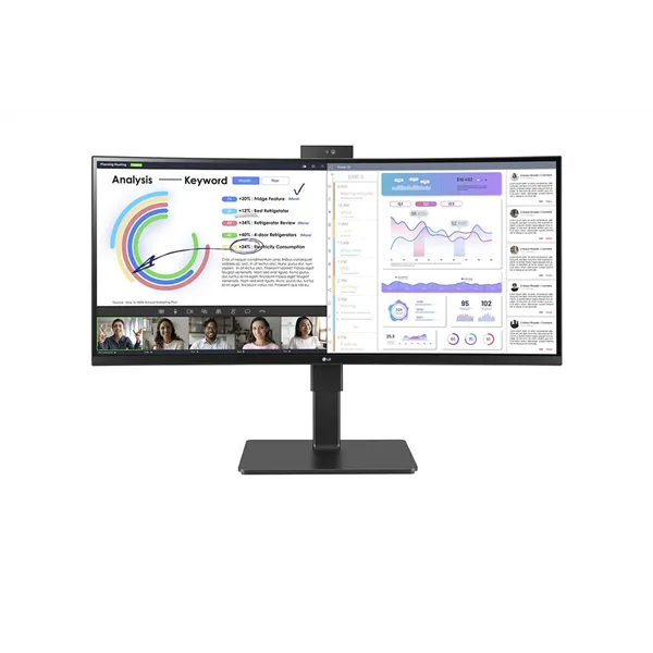 Monitor Profesional Ultrapanorámico Curvo LG 34BQ77QC-B 34'/ WQHD/ Webcam/ Multimedia/ Regulable en altura/ Negro