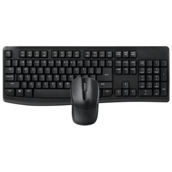 Pack Teclado Y Mouse Rapoo Wireless X1800 Pro 2,4ghz 1000 Dpi Resistente A Salpicaduras Bateria Color Negro