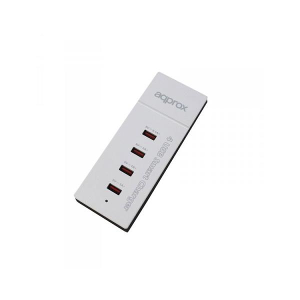 Cargador Viaje/pared 4 Puertos Usb 1x2a + 3x1a Blanco Approx