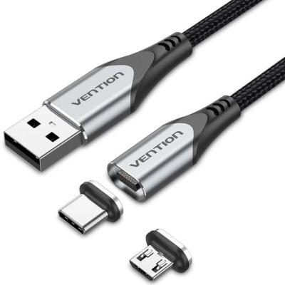 Cable Usb-a Carga Magnetico Usb-c Con Adaptador Microusb 1 M