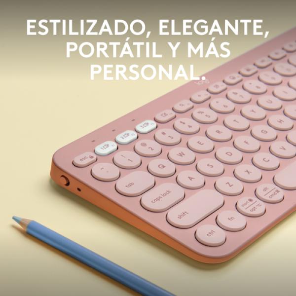 Logitech Pebble Keys 2 K380s teclado Universal RF Wireless + Bluetooth QWERTY Español Rosa