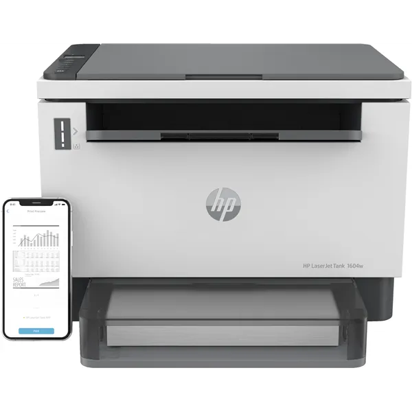 Multifunción Recargable Láser Monocromo HP Laserjet Tank 1604w WiFi/ Blanca