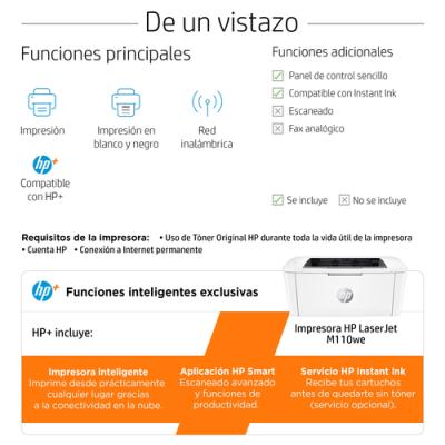 Hp Monocromo Laserjet M110we Wifi Blanco