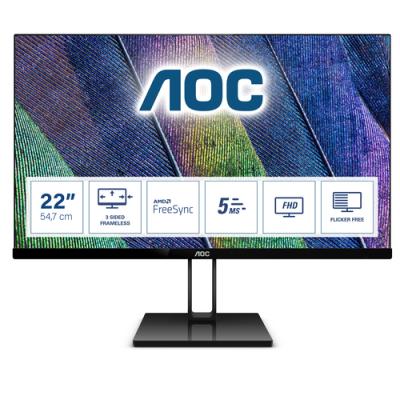 Monitor AOC 22V2Q 21.5'/ Full HD/ Negro