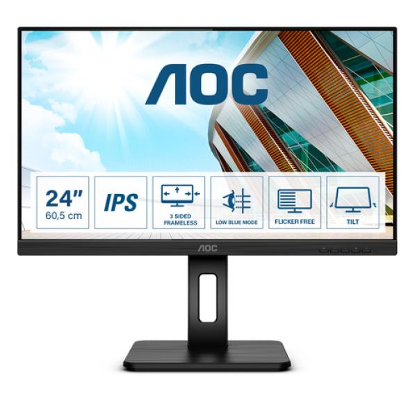 Monitor Profesional AOC 24P2Q 23.8'/ Full HD/ Multimedia/ Negro