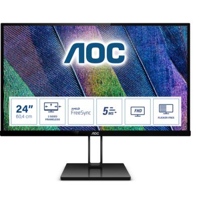 Monitor Profesional AOC 24V2Q 23.8'/ Full HD/ Negro