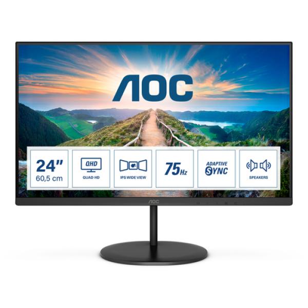 Monitor Profesional AOC Q24V4EA 23.8'/ QHD/ Multimedia/ Negro