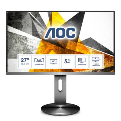 Monitor Profesional AOC U2790PQU 27'/ 4K/ Multimedia/ Gris