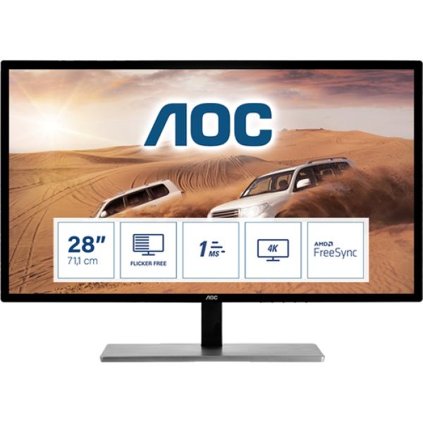 Monitor Profesional AOC U2879VF 28'/ 4K/ Negro Plata