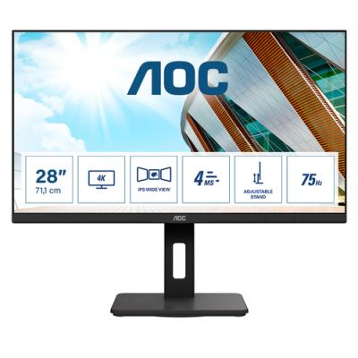 Monitor Profesional AOC U28P2A 28'/ 4K/ Multimedia/ Negro