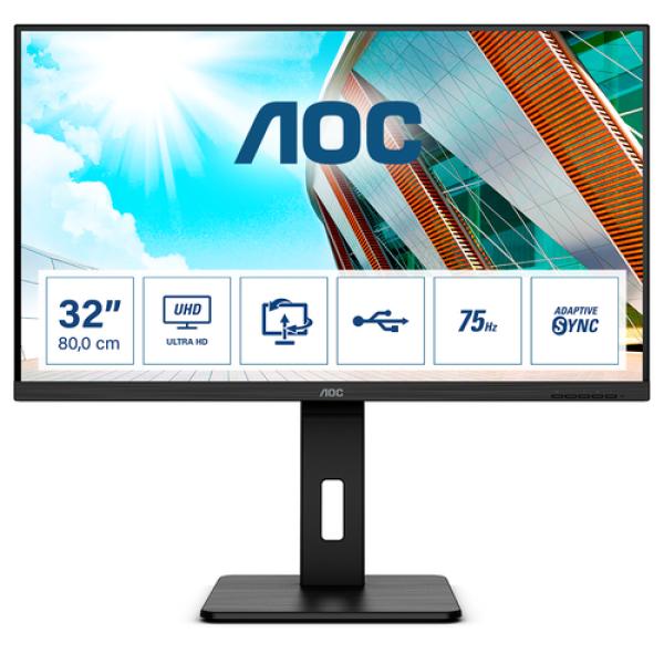 Monitor Profesional AOC U32P2 31.5'/ 4K/ Multimedia/ Negro