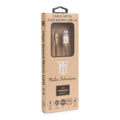 CABLE MAILLON PREMIUM MICRO USB 2.4 METAL DORADO 1M