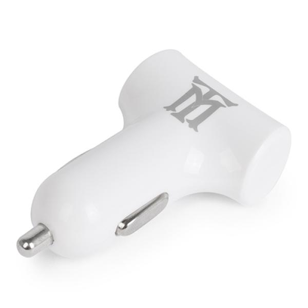 CARGADOR USB MAILLON COCHE PREMIUM 4,8A BLANCO 2 CONECTORES