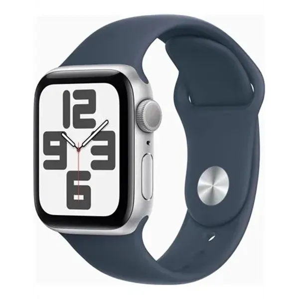 Apple Watch SE 2 Gen del 2023 (GPS) 40mm plateado con correa deportiva M/L azul tempestad