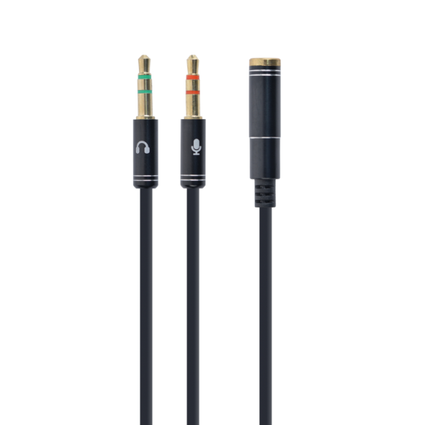 CABLE ADAPTADOR GEMBIRD-HEMBRA 4PINES 3,5MM A 2 STEREO 3,5MM NEGRO, C.METALIC