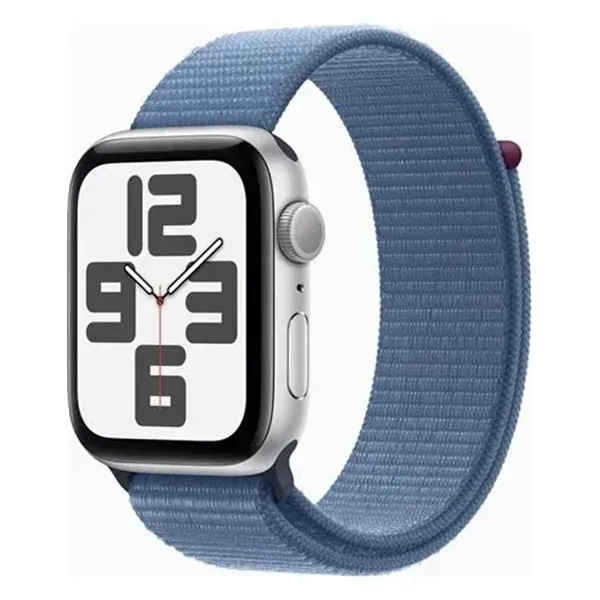 Apple Watch SE 2 Gen del 2023 (GPS) 44mm plateado con Sport Loop azul invierno