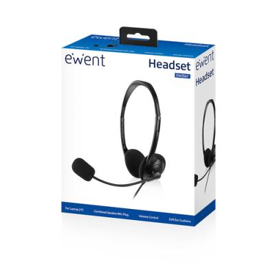 AURICULARES EWENT CHAT MICROFONO-CONTROL DE VOLUMEN CABLE 2M-1