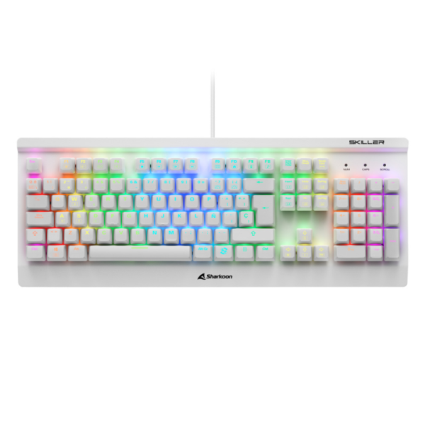 TECLADO GAMING SHARKOON SGK3 MECANICO RGB USB RED SWITCH BLANCO