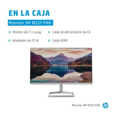 MONITOR HP M22f 21,5" IPS FHD 75HZ FreeSync VGA HDMI PLATA