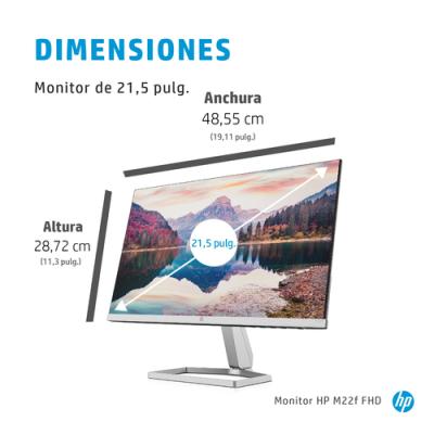 MONITOR HP M22f 21,5" IPS FHD 75HZ FreeSync VGA HDMI PLATA