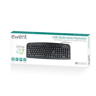 TECLADO USB EWENT MULIMEDIA PORTUGUES NEGRO