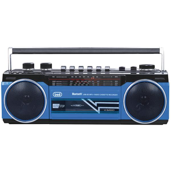 RADIO GRABADORA TREVI USB SD BLUETOOTH CASSETTE RR 501 BT AZUL