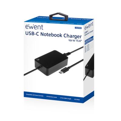 CARGADOR PORTATIL EWENT USB-C 65W NEGRO