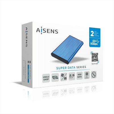 Aisens ASE-2525BLU Caja externa de aluminio Azul para Disco