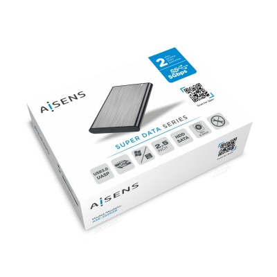 Aisens ASE-2525GR Caja externa de aluminio Gris/Plata para