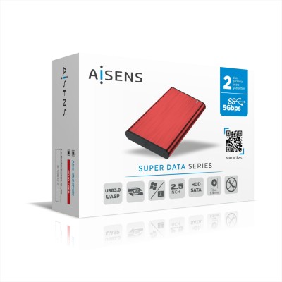 Aisens ASE-2525RED Caja externa de aluminio Roja para Disco