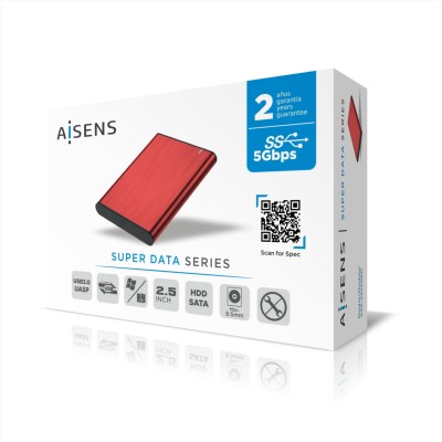 Aisens ASE-2525RED Caja externa de aluminio Roja para Disco