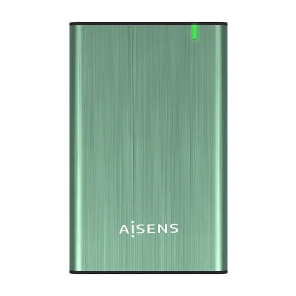 Aisens ASE-2525SGN Caja externa de aluminio Verde para Disco Duro de 2.5' de 9.5mm SATA a USB 3.0/USB3.1 Sin tornillos