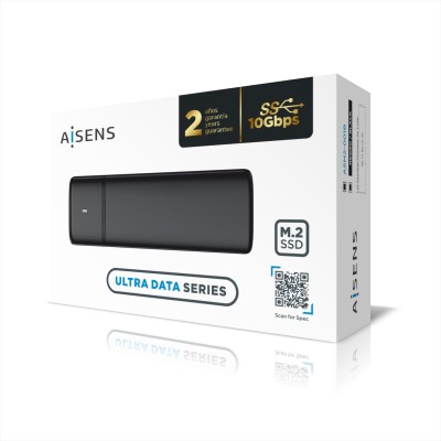 Aisens ASM2-001B Caja externa Negra para SSD M.2 SATA/NVME a