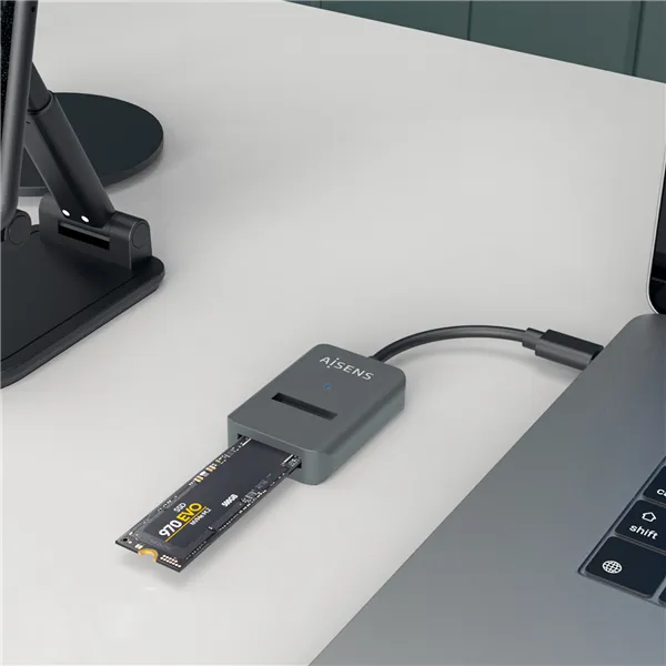 Aisens ASUC-M2D012-GR Mini Docking USB-C para disco SSD M2 SATA/NVMe NGFF Gris