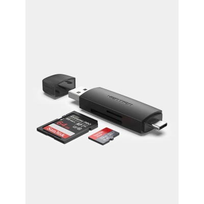 Lector de Tarjetas Externo Vention CLKB0/ USB 3.0 y USB Tipo-C