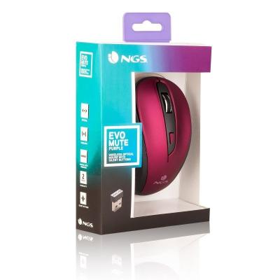 Ratón Inalámbrico NGS Evo Mute/ Hasta 1600 DPI/ Purpura