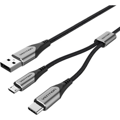 Cable USB 2.0 Vention CQGHD/ USB Tipo-C Macho/ MicroUSB Macho -