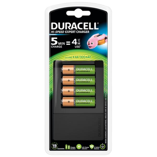 CARGADOR DE PILAS DURACELL CEF15EU-EU - COMPATIBLE AA/AAA - CARGA ULTRA-RAPIDA (2X AA EN 15 MINUTOS) - LED DE ESTADO - INCLUYE 4