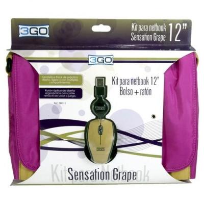 Bolsa + Ratón 3GO SBG12 para Portátiles/ Tablets hasta 12'/ Rosa