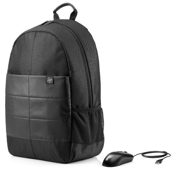 MOCHILA CLÁSICA + RATÓN HP 1FK04AA - PARA PORTÁTILES HASTA 15.6'/39.62CM - RESISTENTE AL AGUA - BOLSILLO FRONTAL CON CREMALLERA