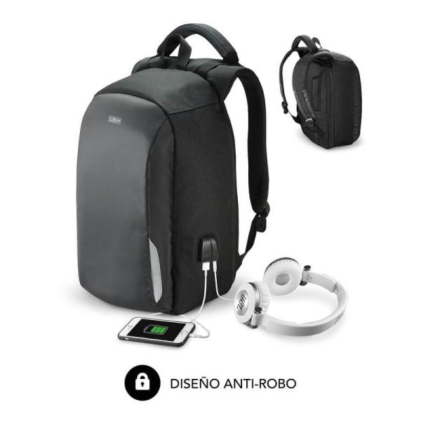 Mochila Subblim Secure Antitheft para Portátiles hasta 16'/ Puerto USB/ Antirrobo