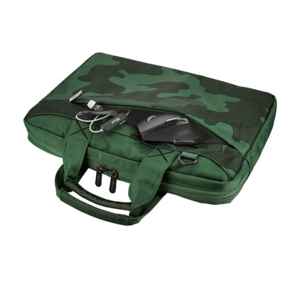 MALETÍN TRUST BARI VERDE CAMUFLAJE - PARA PORTÁTILES HASTA 13.3'/33.7CM - COMPARTIMENTO PRINCIPAL ACOLCHADO - CORREA PARA EL HOM